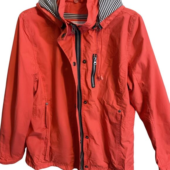 Esprit Womens Orange Hooded Full Zip Up Rain Jacket All Weather Windbreaker M - Picture 6 of 11